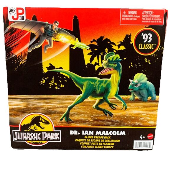 Mattel Other - NEW Jurassic Park 30th Anniversary Dr Ian Malcolm Glider Escape Pack 93 Classic